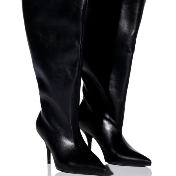 AZALEA WANG " BIGG BUCKET RUNWAY "BOOT IN BLACK ( BRAND NEW !!!!!!!!!!!!!!!!!! - Picture 1 of 8